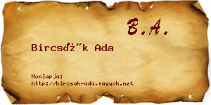 Bircsák Ada névjegykártya